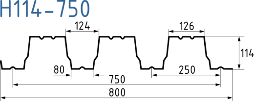 Профнастил H114-750 0,90 мм графитовый серый